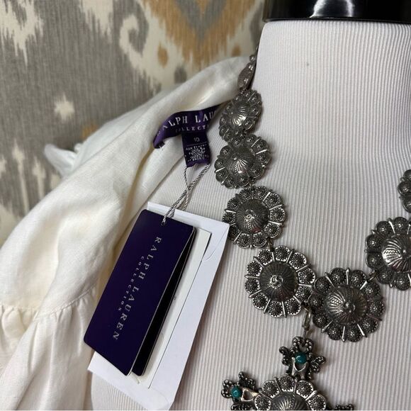 Ralph Lauren Spring 2011 Runway Collection White Linen Prairie Ruffle Blouse - Picture 2 of 16